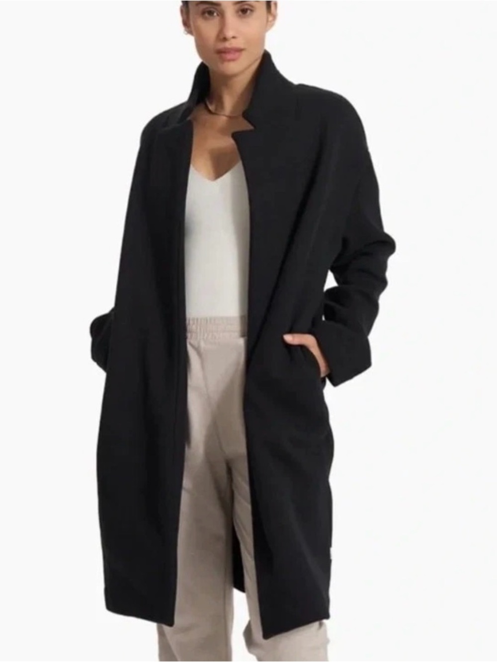 Vuori Restore Coat Fleece Sweatshirt Trench Jacket Black